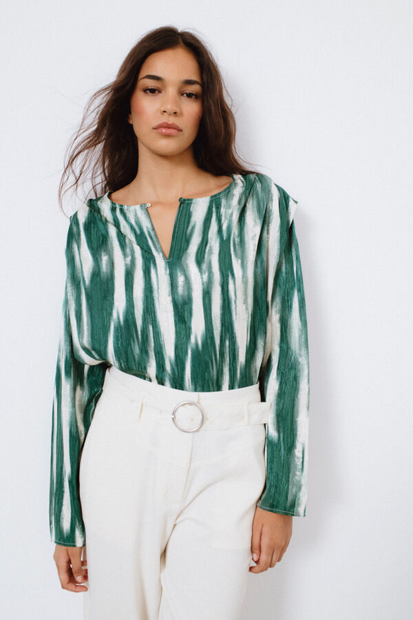 Vila Blusa manga comprida estampada Cinzento