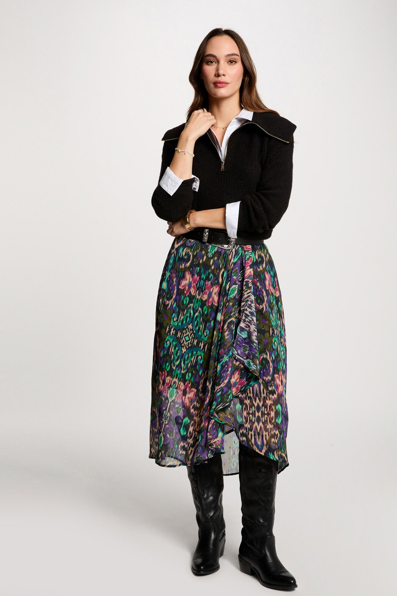 Morgan Falda cruzada estampada