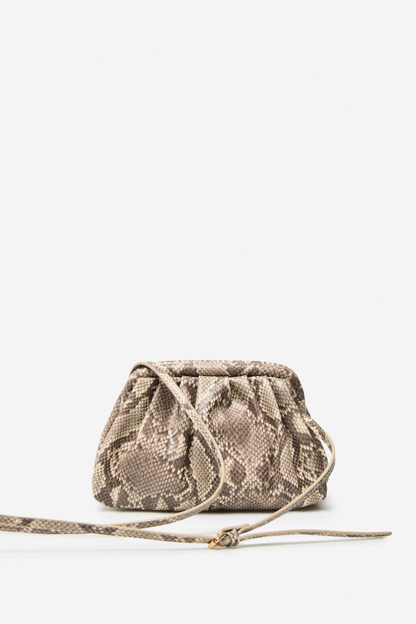 Cortefiel Bolsa mala de tiracolo com estampa de cobra Tostado