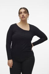 Vero Moda Curve Camiseta escote asimétrico talla grande Negro