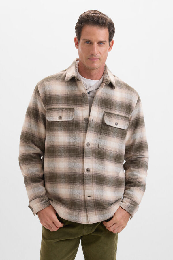 Cortefiel Sobrecamisa acolchoada xadrez Verde