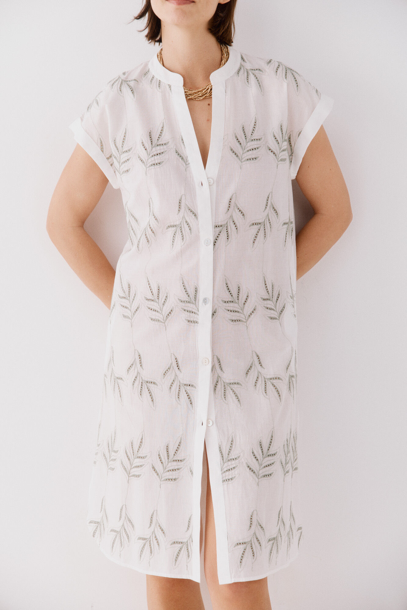 Cortefiel Caftan t&uacute;nica com gola mao