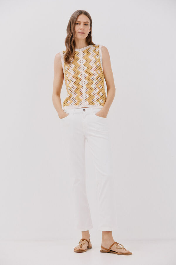 Cortefiel Jeans recto crop Blanco