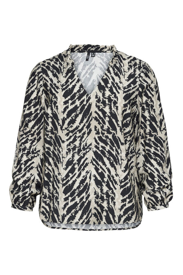 Vero Moda Curve Camisa de manga larga cuello pico Curve Negro