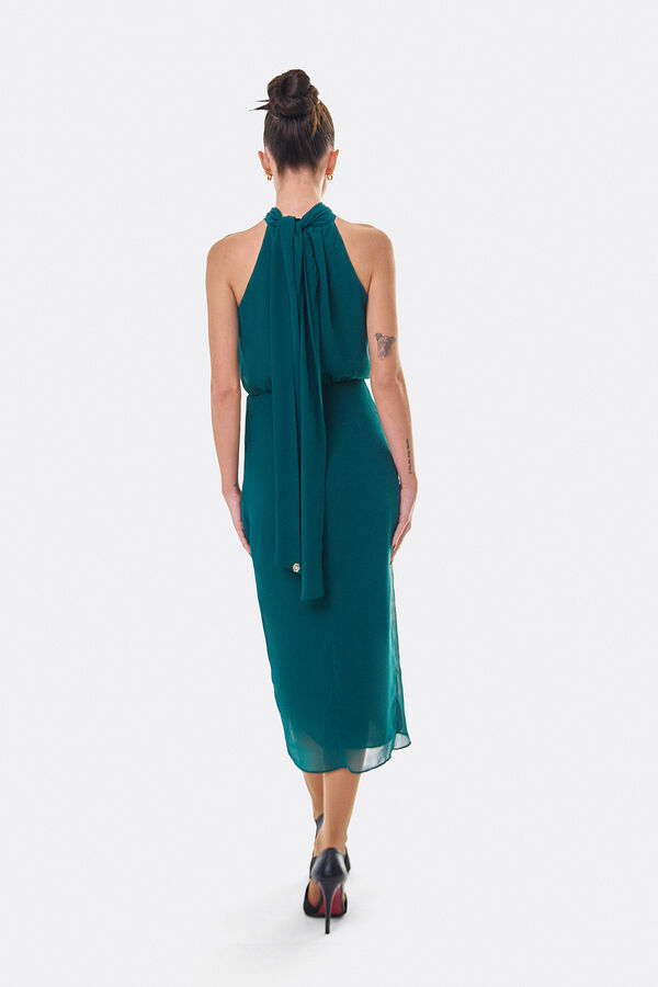 Cupl&eacute; Vestido em gaze com decote halter Verde