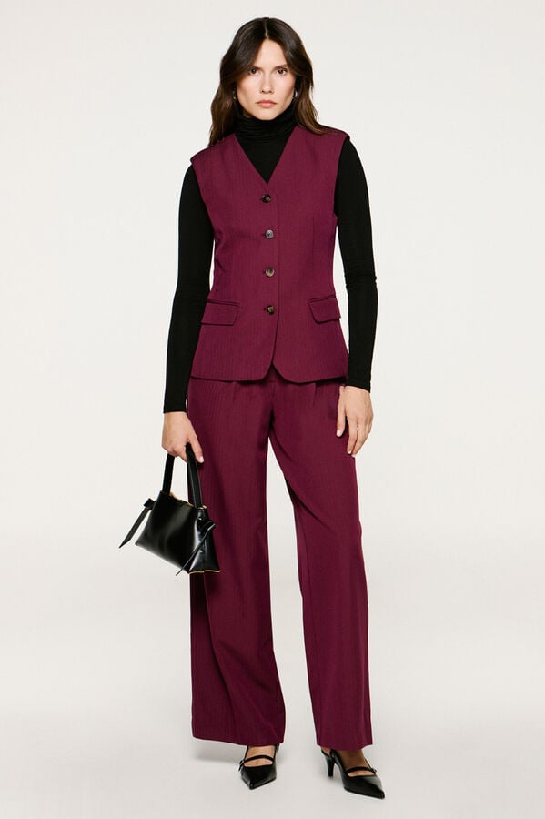 Selected Chaleco traje bolsillos. Morado