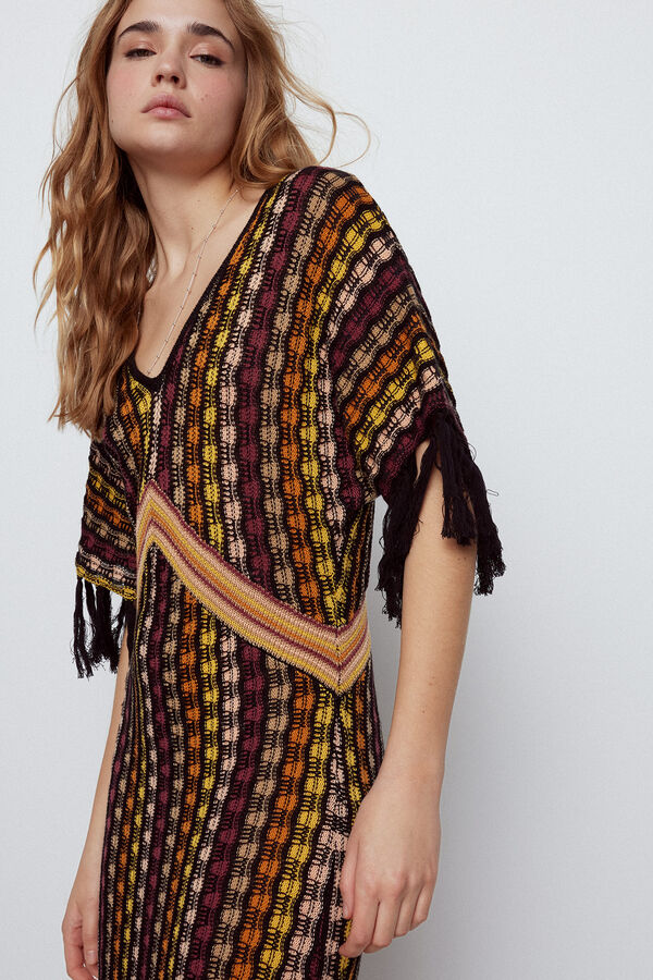 Slowlove Vestido punto multicolor Negro