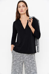 Cortefiel Camiseta b&aacute;sica fluida Negro