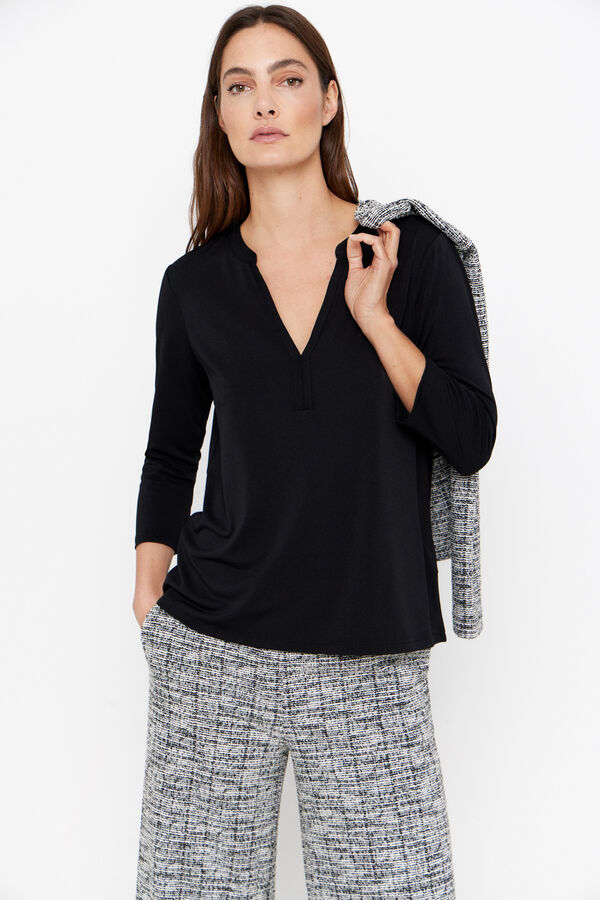 Cortefiel Camiseta b&aacute;sica fluida Negro