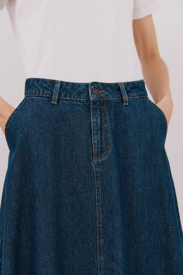 Cortefiel Falda Larga Vaquera Azul