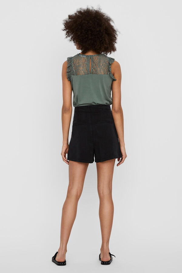 Vero Moda Cal&ccedil;&otilde;es de mulher com la&ccedil;ada ajust&aacute;vel cintura m&eacute;dia Preto