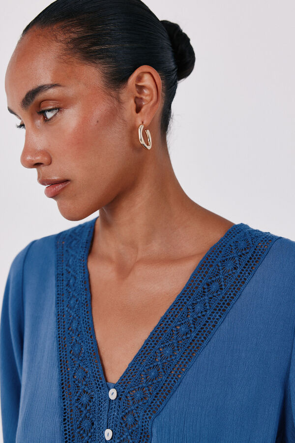 Cortefiel Blusa de renda Azul