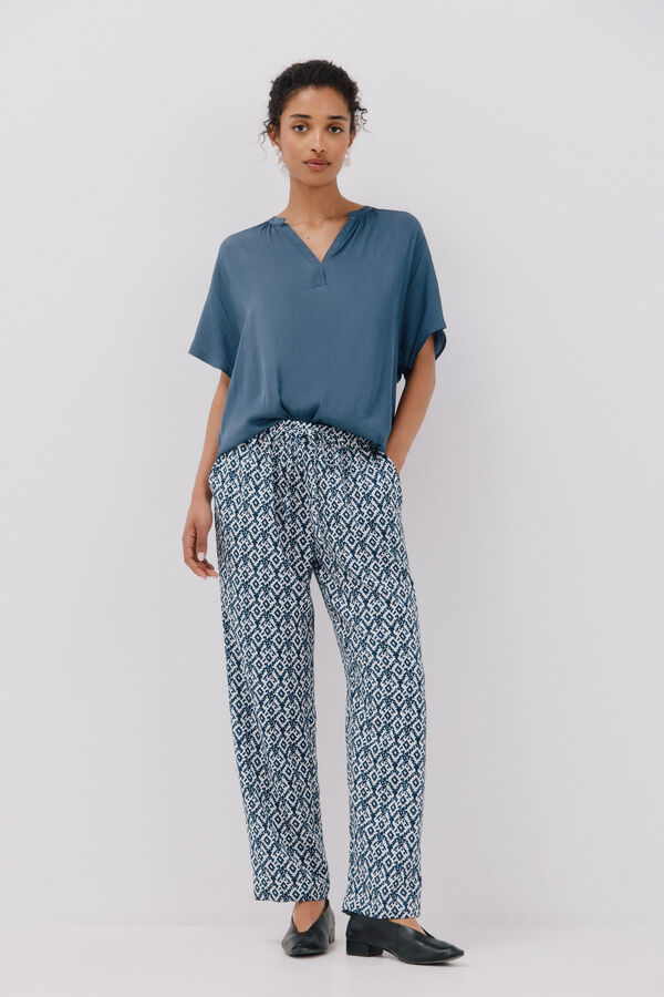 Cortefiel Pantal&oacute;n estampado fluido Estampado azul