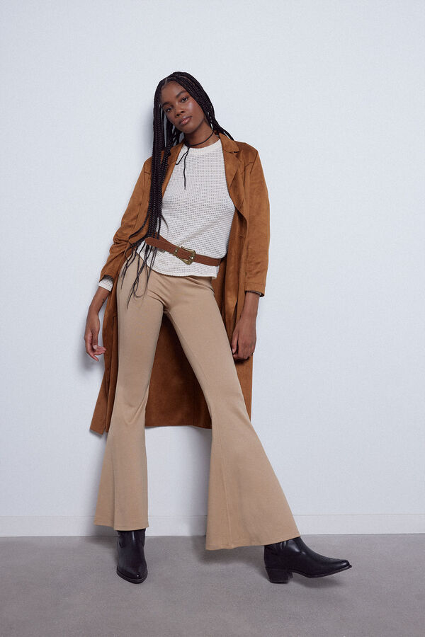 Slowlove Cal&ccedil;as &agrave; boca de sino de malha Tostado