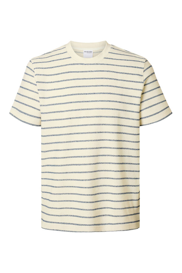 Selected Camiseta estilo camisola riscas de manga curta Azul