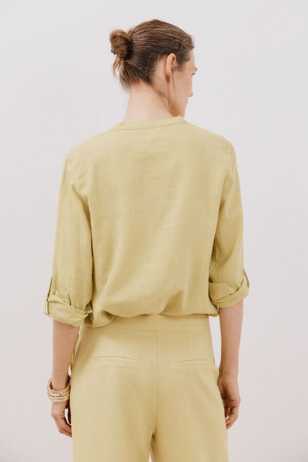 Cortefiel Camisa de linho Amarelo