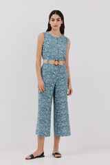 Cortefiel Mono con cinturón Estampado azul