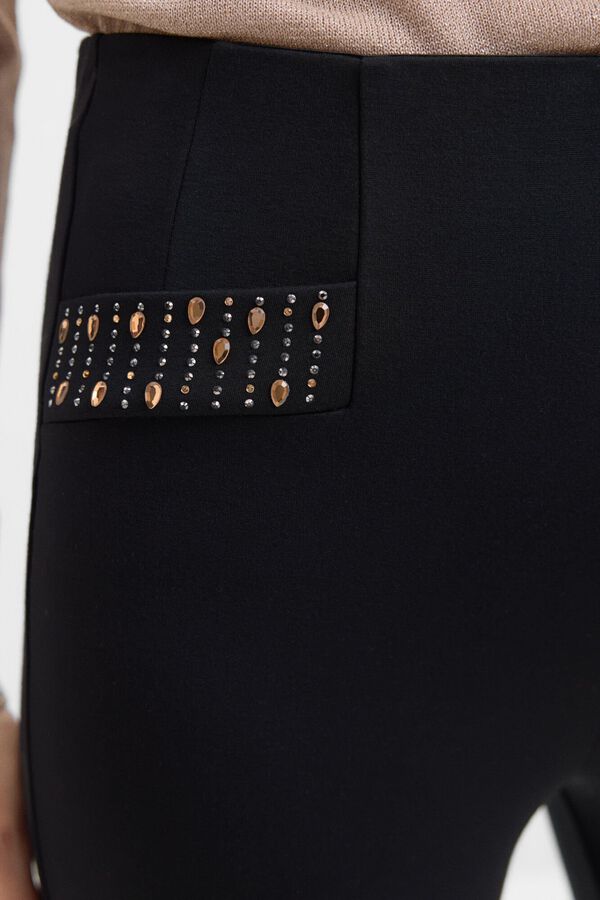 Cortefiel Legging de ponto rombo com detalhe fantasia Preto