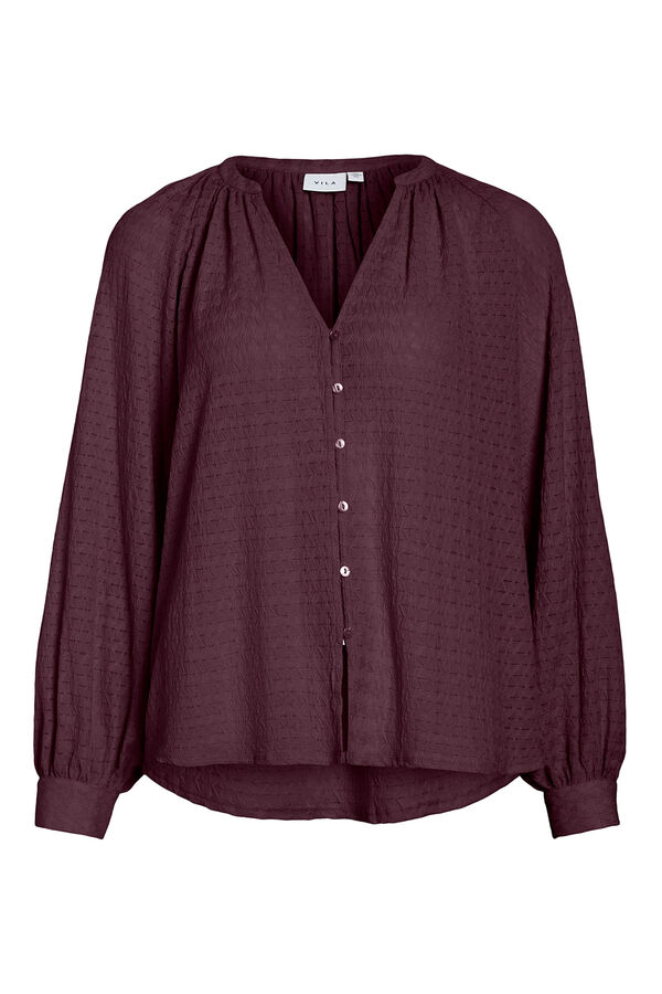 Vila Blusa de manga larga con cuello mao Granate