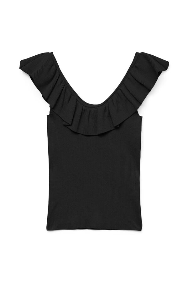 Vero Moda Top tirante grueso y volantes Negro