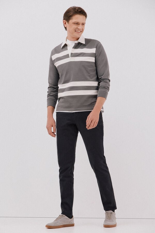 Cortefiel Camisa polo de rugby riscas Cinzento