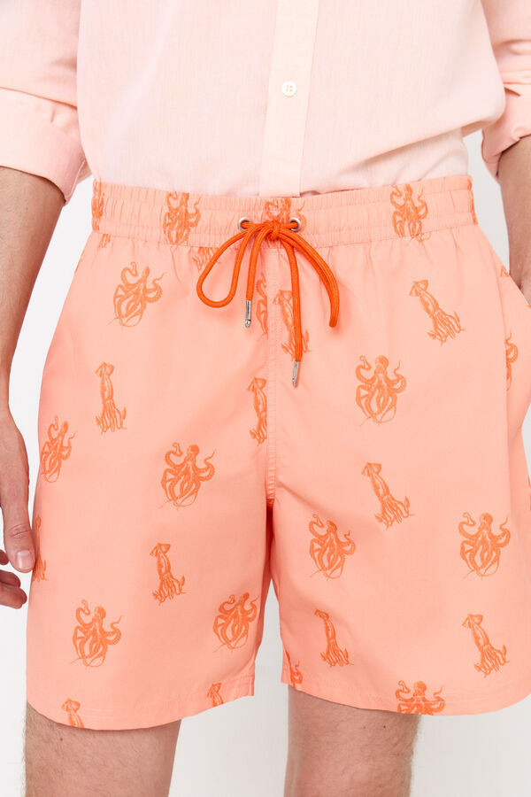 Cortefiel Ba&ntilde;ador estampado pulpos Naranja