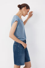 Cortefiel Camiseta com detalhes nas mangas Azul