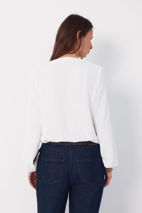 Cortefiel Blusa mandarim com bot&otilde;es Ecru
