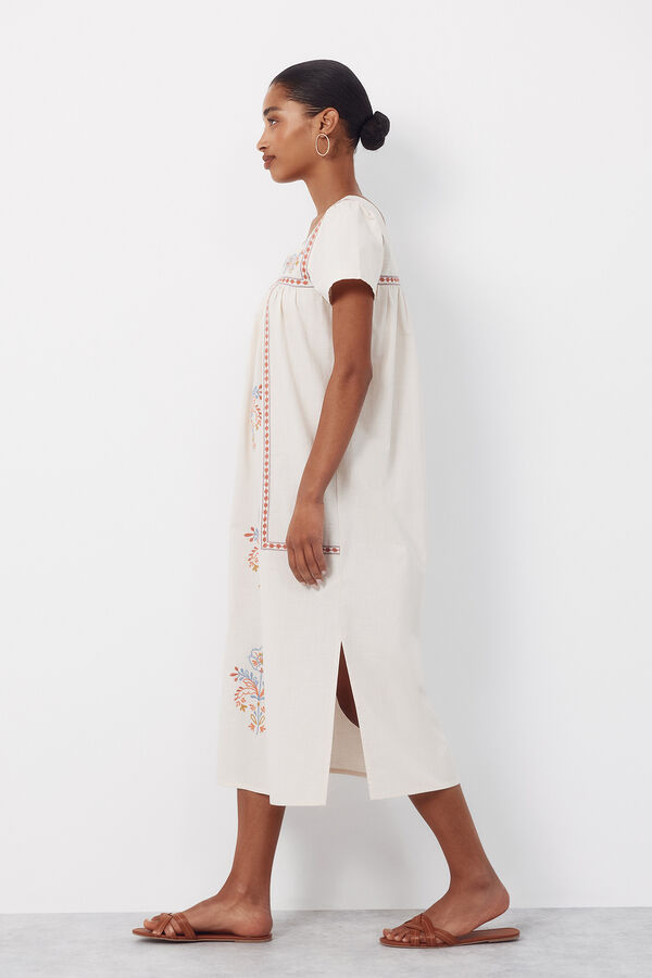 Cortefiel Vestido bordados florais Multicolorido