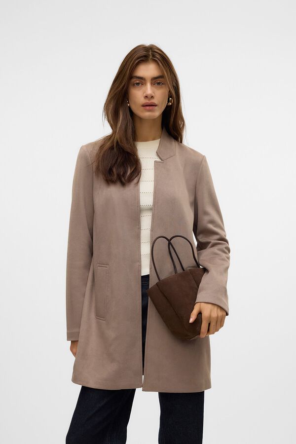 Vero Moda Abrigo fino efecto ante Gris
