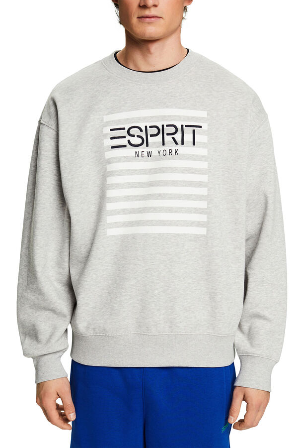 Esprit Sudadera cerrada logo materiales sostenibles Estampado gris