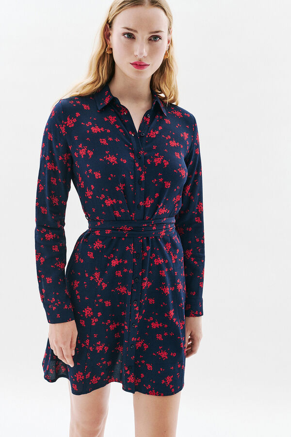 Caroll Vestido de flores 100% viscose Azul