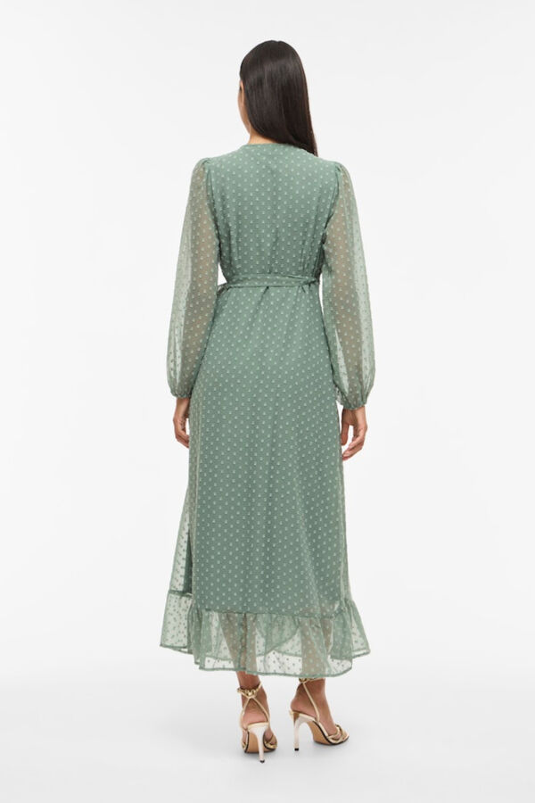 Vila Vestido comprido midi de plumeti Verde