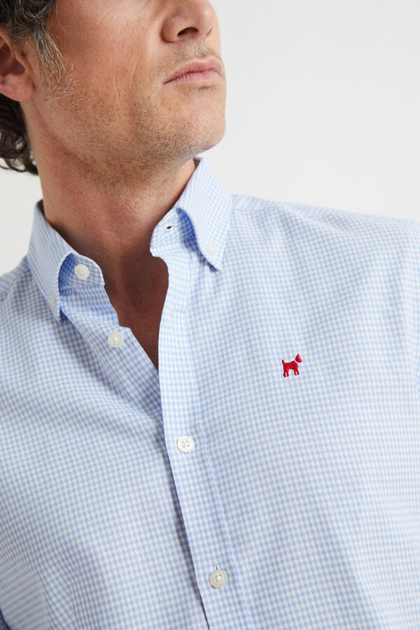 Williot Camisa Micro Vichy Slim Fit Azul