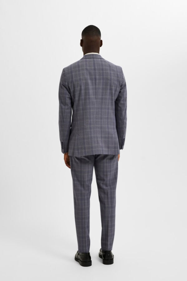 Selected Blazer Slim Fit de xadrez com bolsos Cinzento