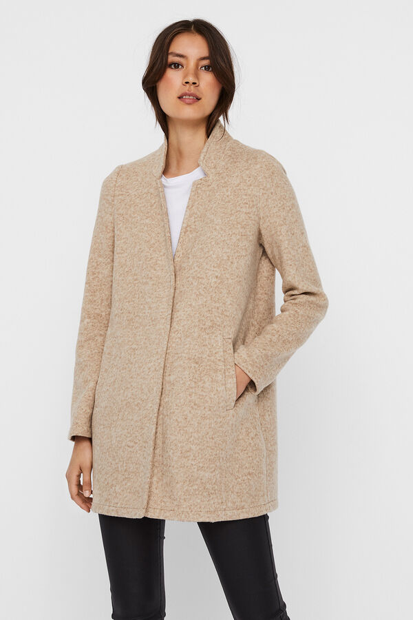 Vero Moda Abrigo fino piel de durazno Marr&oacute;n