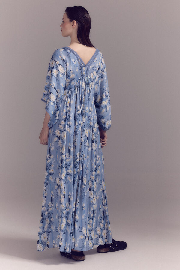 Slowlove Vestido margaritas satinado Estampado azul