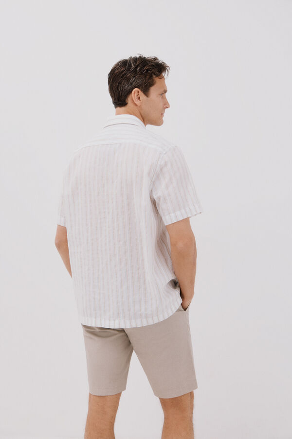 Cortefiel Camisa riscas de manga curta Branco