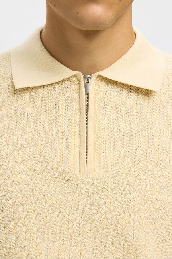 Selected Polo estructura media cremallera Beige