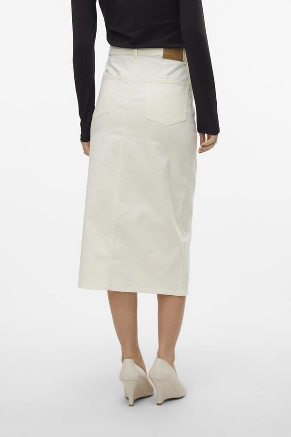 Vero Moda Saia de ganga midi Branco