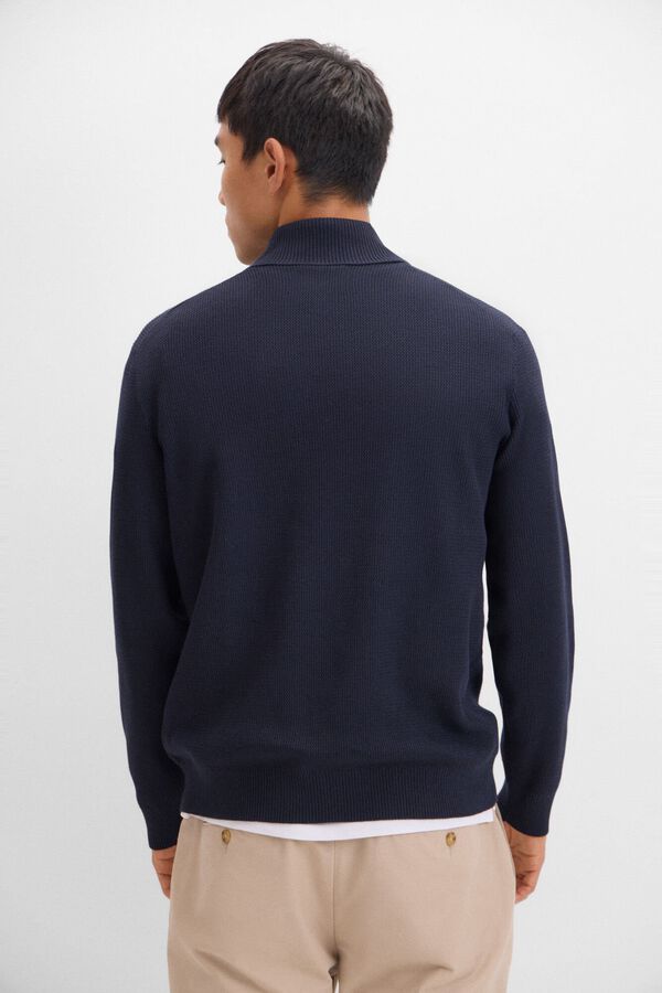 Cortefiel Jersey algod&oacute;n estructura cuello abierto Azul marino