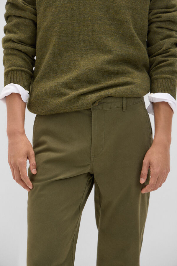 Cortefiel Pantal&oacute;n chino regular fit Verde