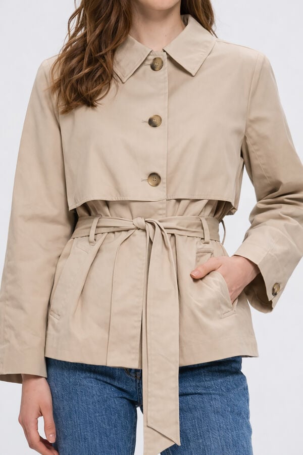 Selected Gabardina curta Tostado