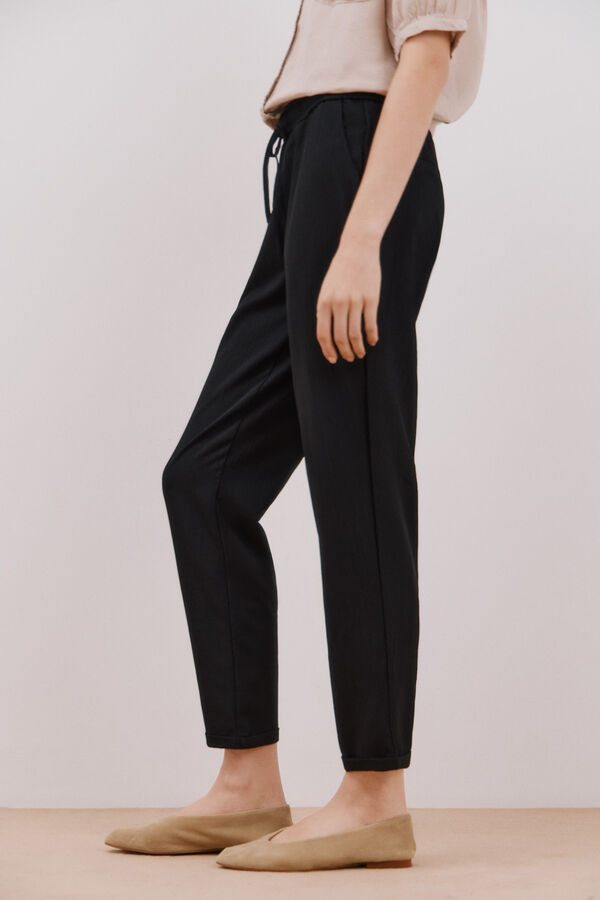 Cortefiel Calças muito fluído Preto