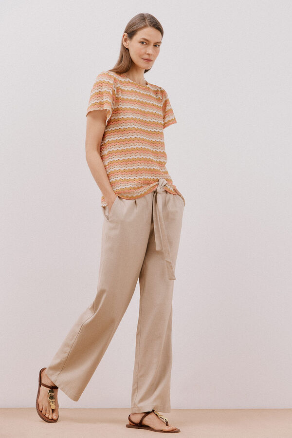 Cortefiel Top estruturado riscas Vermelho