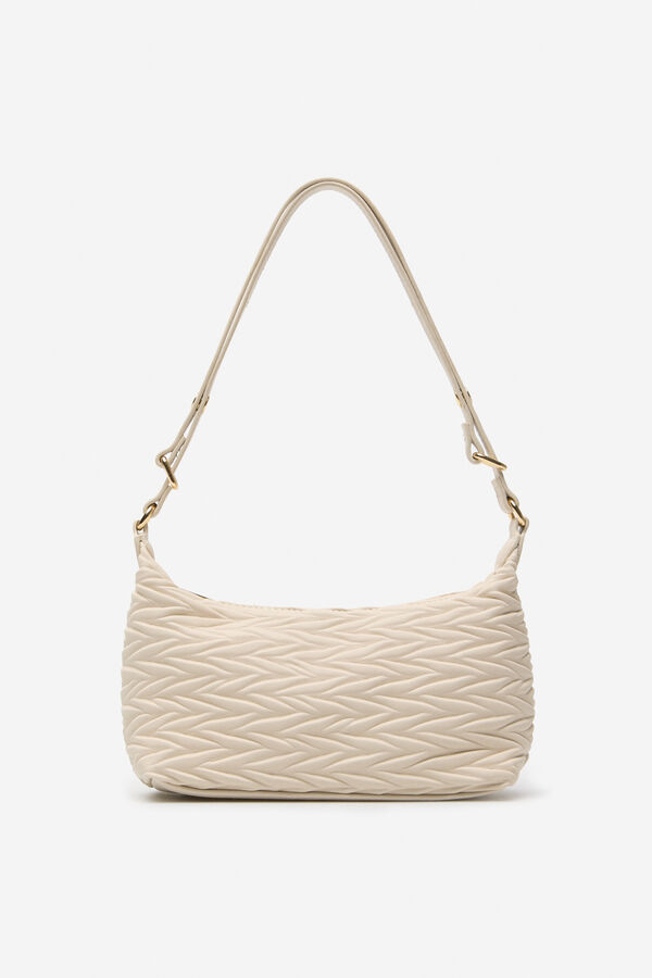 Cortefiel Bandolera gofrada espiga Marfil