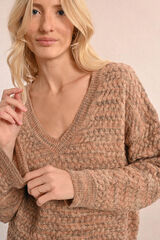 Molly Bracken Su&eacute;ter feminino de manga comprida com decote em V Subiu