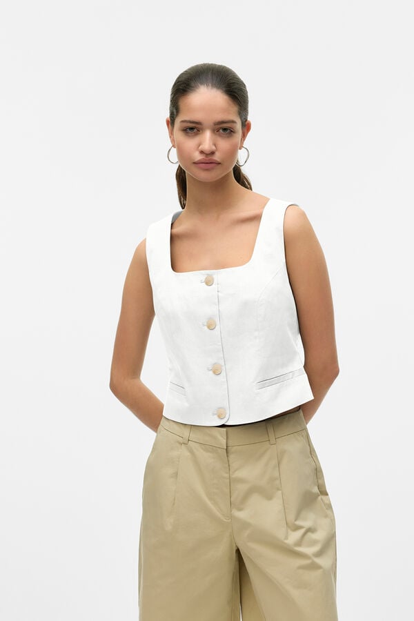 Vero Moda Colete curto com bot&otilde;es Branco