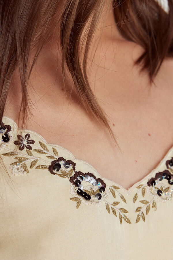 Slowlove Top lencero bordado Blanco