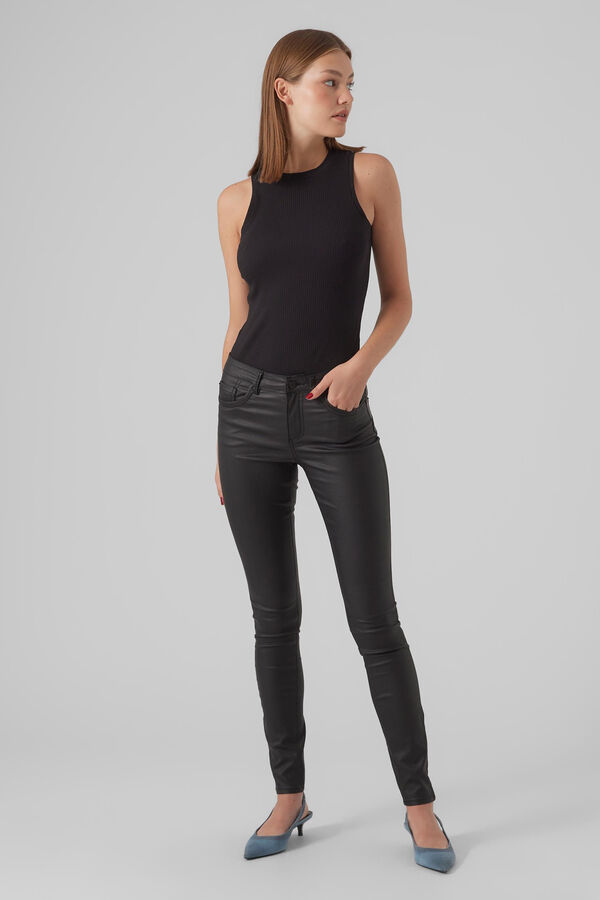 Vero Moda Pantalones encerados Negro